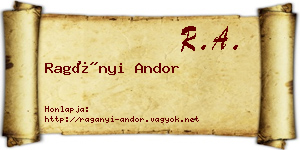 Ragányi Andor névjegykártya